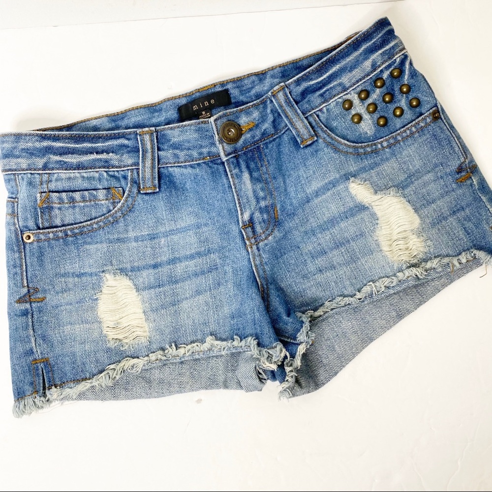 Mine Distressed Cut Off Denim Shorts Size S